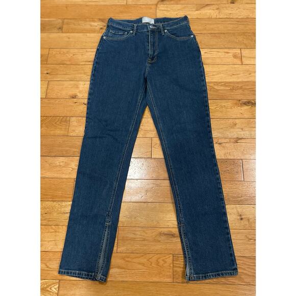 Everlane Women’s Cheeky Split Hem Jean Straight Leg Medium Wash High Waist Sz 30 - Picture 1 of 6